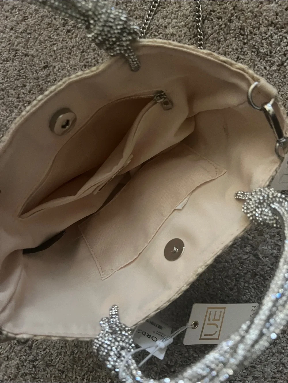 Urban expressions Woven Straw Crossbody Bag with Chain Strap - Beige